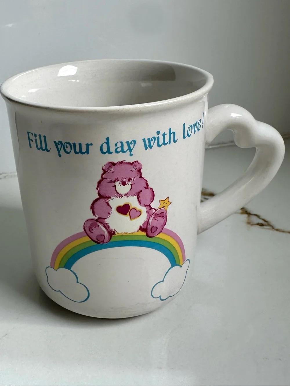 Vintage 1983 Care Bears Love-a-Lot Bear Mug American Greetings Heart Handle - Picture 1 of 4